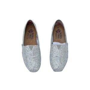 BOBS by Skechers Silver Sparkle Slip-On Flats Women’s 7W Wide